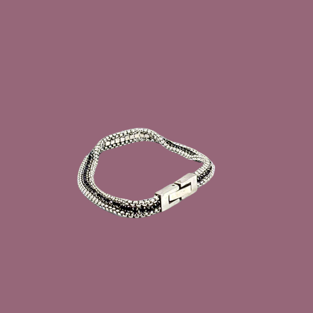Silver Double Chain Mesh Bracelet