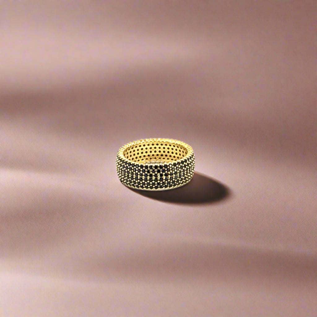 Black Pavé Wide Band Ring